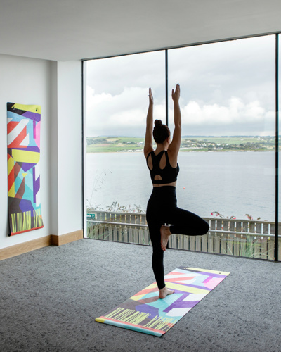Yoga in the movement room at Cliff House Hotel
