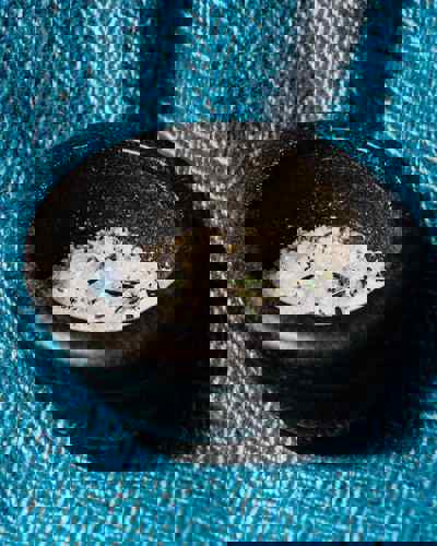 Bowl of sea salt at House Restaurant, Cliff House Hotel