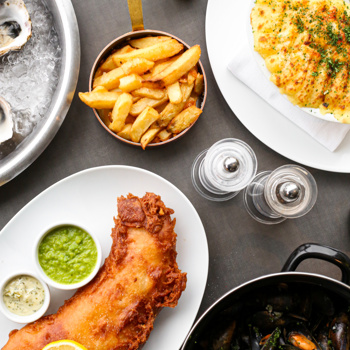 Seafood plates at House Restaurant, Cliff House Hotel