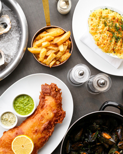 Seafood plates at House Restaurant, Cliff House Hotel