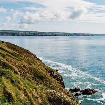 Sea view over the cliffs and coastline at Ardmore