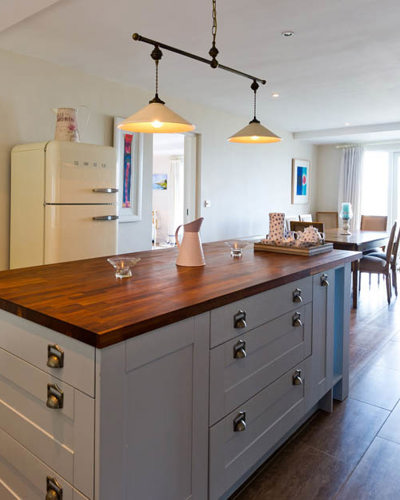 Kitchen island inside Cliff Cottage at Ardmore