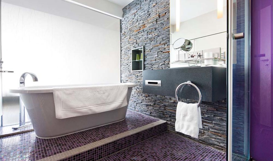 Bathroom Purple at Cliff House Hotel, Ardmore